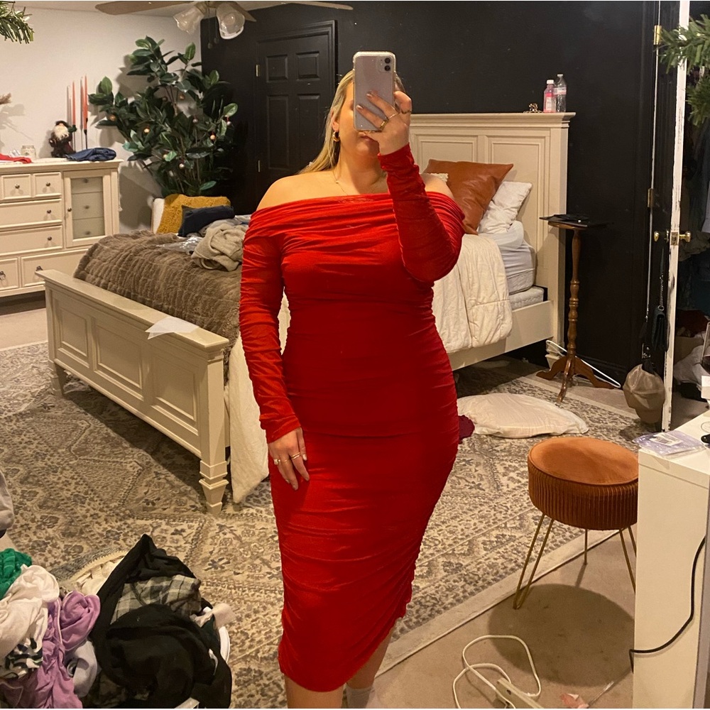 Red Off the Shoulder Dress